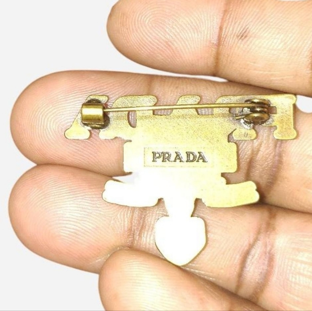 Prada Gold Logo Brooch - Picture 2 of 2
